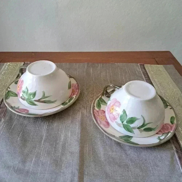 Cups and saucers set Franciscan Desert rose china - Picture 3 of 9